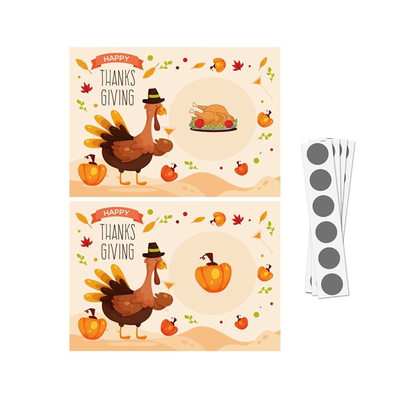 Party Games Using Cards - AT84-Thanksgiving Party Scratch Game Turkey Cards