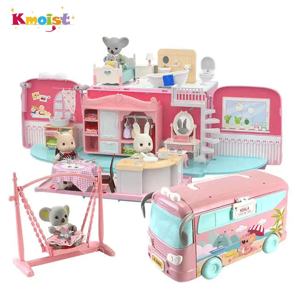 Party Games Bus - Koala Tour Bus Dollhouse Creative Crafts
