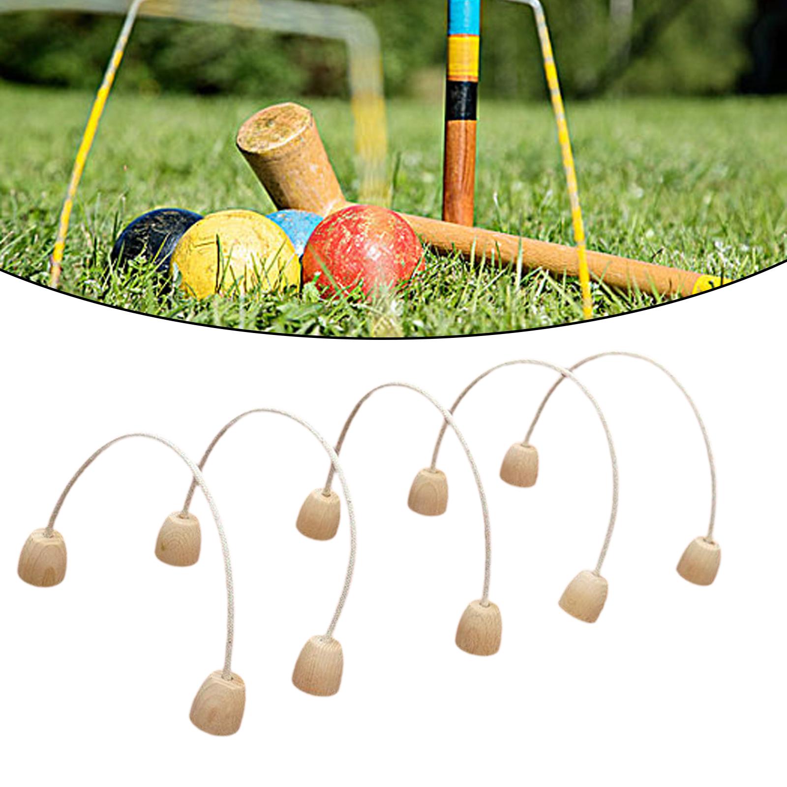 Croquet Set Lawn - Wooden Croquet Hoops Outdoor Gateball Wicket