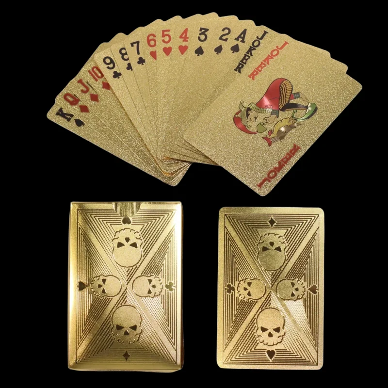 Gold Foil Skull Poker Cards Wa - Party Games Using Cards ulasan dan harga